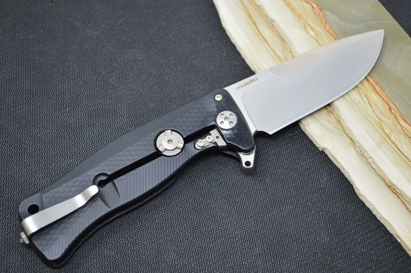 Lionsteel SR-11 Integral Flipper - Black Aluminum Handle / Sleipner Steel / Drop Point Blade SR11A-BS