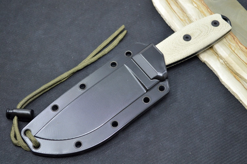 Esee Knives Model 4 - 3D Green Canvas Micarta Handle / 1095 Steel / Black Textured Powdered Coated Blade 4PB-017