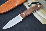 Lionsteel M1 Hunting Knife Fixed Blade - Santos Wood Handle / M390 Drop Point Blade / Leather Sheath M1ST - Northwest Knives