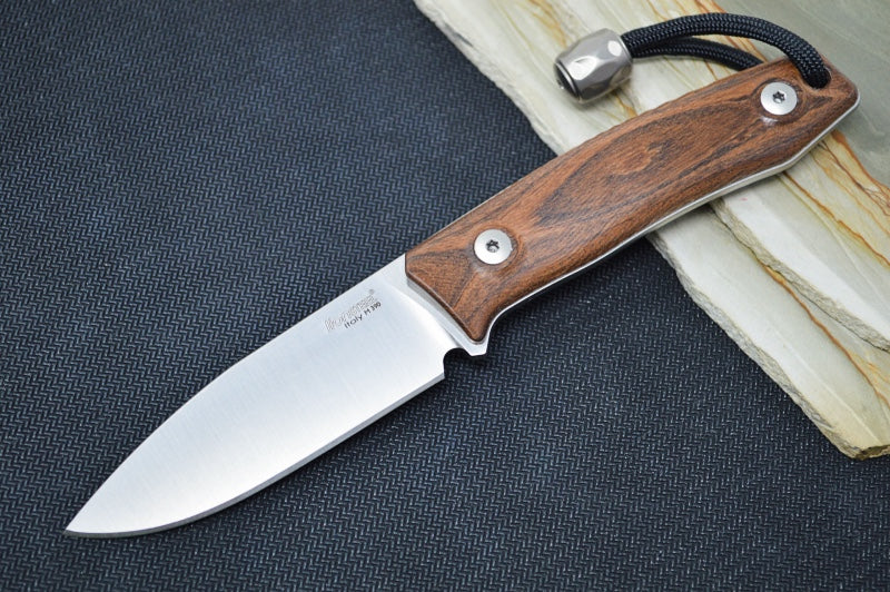 Lionsteel M1 Hunting Knife Fixed Blade - Santos Wood Handle / M390 Drop Point Blade / Leather Sheath M1ST