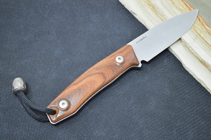 Lionsteel M1 Hunting Knife Fixed Blade - Santos Wood Handle / M390 Drop Point Blade / Leather Sheath M1ST