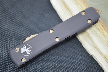 Microtech Ultratech OTF - Tanto Blade / Bronzed Apocalyptic Finish / Black Anodized Aluminum Handle 123-13AP