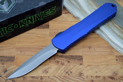 Heretic Knives Manticore E OTF - Battleworn Recurve Blade / Blue Handle