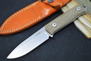 Lionsteel B41 Fixed Blade - Green Canvas Micarta Handle / Sleipner Steel / Drop Point Blade B41CVG - Northwest Knives