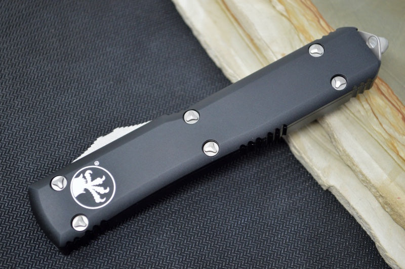 Microtech Ultratech OTF - Satin Finish / Single Edge with Partial Serrate / Black Anodized Aluminum Handle 121-5 - Northwest Knives