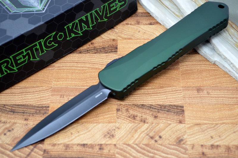 Heretic Knives Manticore E OTF - Black Dagger Blade / OD Green Handle