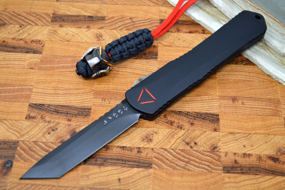 Heretic Knives Manticore X Predator OTF - Black CF & Aluminum Handle / Tanto DLC Blade / Silver & Copper Bead H031-6A-PRED