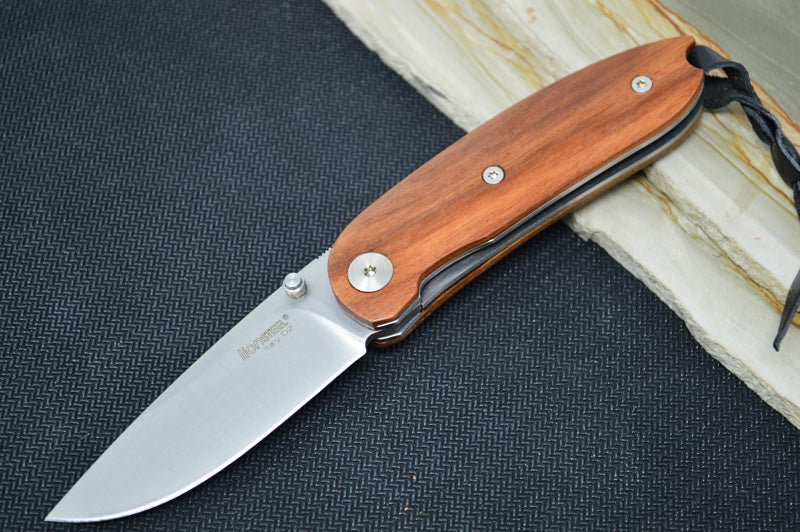 Lionsteel Mini Folder - Santos Wood Handle / D2 Steel / Leather Sheath - 8210ST