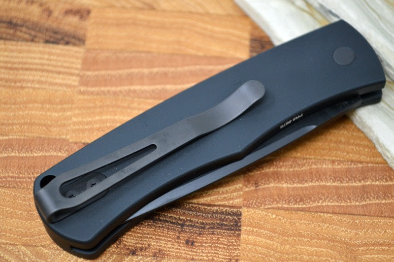 Pro Tech "Whiskers" Auto - Black Aluminum Handle - Bolster Release - Partial Serrate