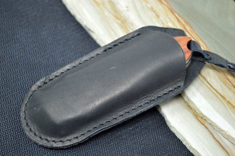 Lionsteel Mini Folder - Santos Wood Handle / D2 Steel / Leather Sheath - 8210ST - Northwest Knives