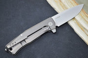 Lionsteel Myto Flipper - Satin Drop Point Blade / M390 Steel / Black Canvas Micarta MT01CVB - Northwest Knives