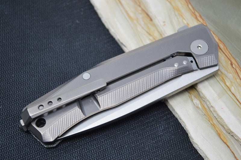 Lionsteel Myto Flipper - Satin Drop Point Blade / M390 Steel / Black Canvas Micarta MT01CVB