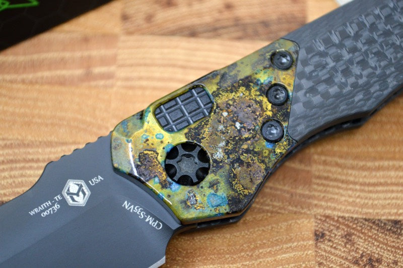 Heretic Knives Wraith Auto - Black DLC Tanto Blade / Carbon Fiber Handle H100-6A-CBr - Northwest Knives