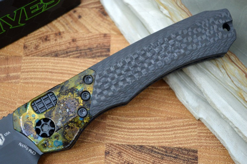 Heretic Knives Wraith Auto - Black DLC Tanto Blade / Carbon Fiber Handle H100-6A-CBr