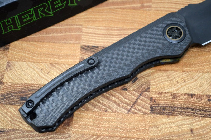Heretic Knives Wraith Auto - Black DLC Tanto Blade / Carbon Fiber Handle H100-6A-CBr