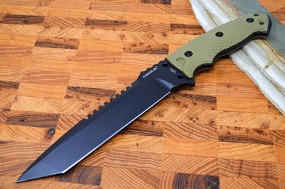 Hogue Knives EX F01 - Solid OD Green G-10 Handle Scales / Black A2 Tool Steel Blade / Tanto Blade 35108
