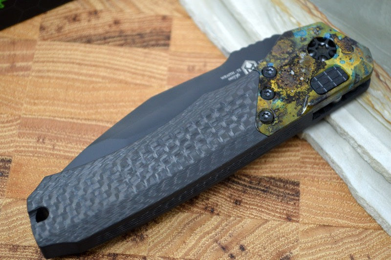 Heretic Knives Wraith Auto - Black DLC Tanto Blade / Carbon Fiber Handle H100-6A-CBr