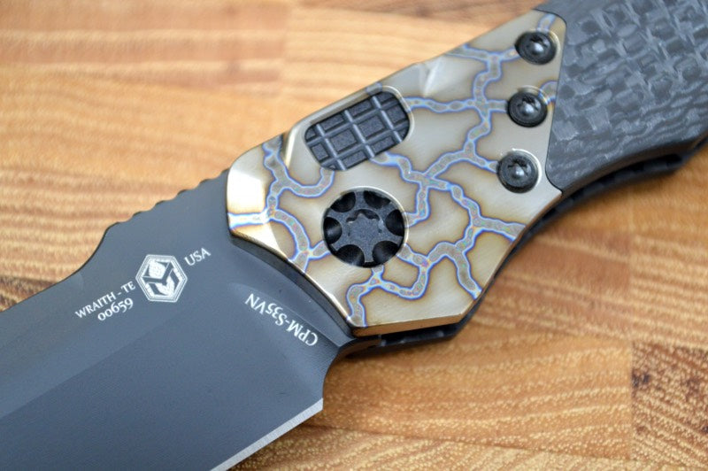 Heretic Knives Wraith Auto - Black DLC Tanto Blade / Carbon Fiber Handle H100-6A-FTi - Northwest Knives