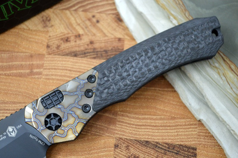 Heretic Knives Wraith Auto - Black DLC Tanto Blade / Carbon Fiber Handle H100-6A-FTi