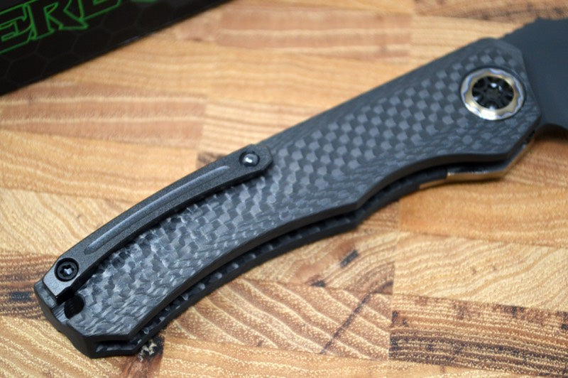 Heretic Knives Wraith Auto - Black DLC Tanto Blade / Carbon Fiber Handle H100-6A-FTi