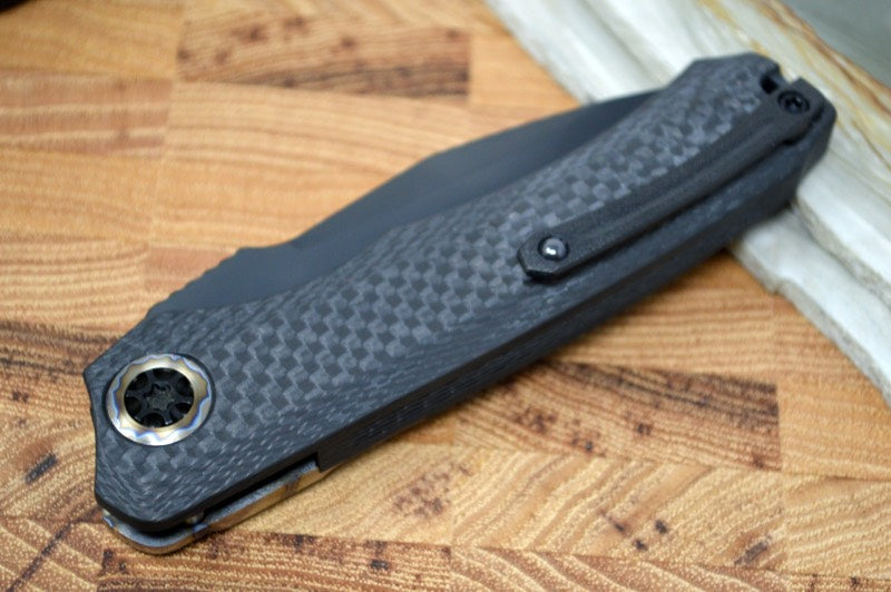 Heretic Knives Wraith Auto - Black DLC Tanto Blade / Carbon Fiber Handle H100-6A-FTi