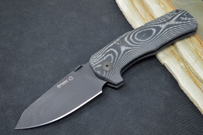 Lionsteel TM1B Folder - Black Drop Point Blade / Sleipner Steel / Black Canvas Micarta Handle TM1MB