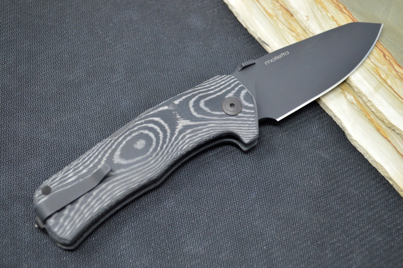 Lionsteel TM1B Folder - Black Drop Point Blade / Sleipner Steel / Black Canvas Micarta Handle TM1MB