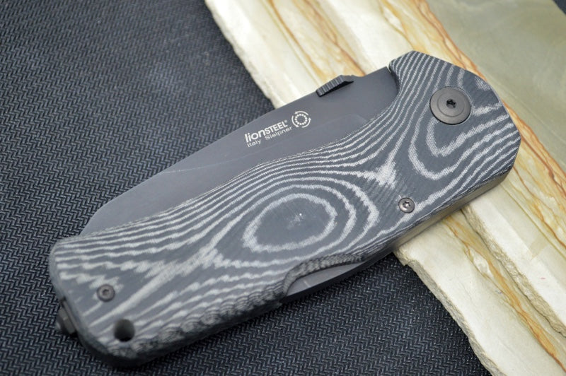 Lionsteel TM1B Folder - Black Drop Point Blade / Sleipner Steel / Black Canvas Micarta Handle TM1MB