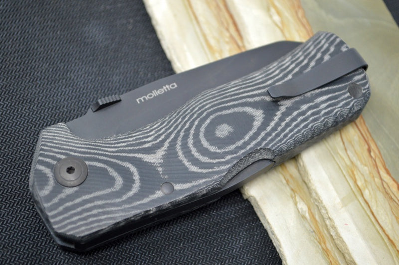 Lionsteel TM1B Folder - Black Drop Point Blade / Sleipner Steel / Black Canvas Micarta Handle TM1MB