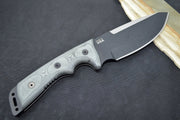 Tops Outpost Command Fixed Blade - 1095 Steel / Black Linen Micarta Handle / Black Ballistic Nylon OC01 - Northwest Knives