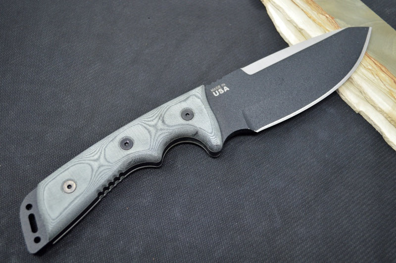 Tops Outpost Command Fixed Blade - 1095 Steel / Black Linen Micarta Handle / Black Ballistic Nylon OC01