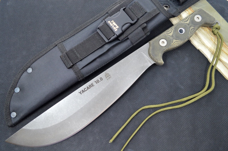 Tops Yacare Fixed Blade - 1095 Steel / Black Canvas Micarta Handle / Black Ballistic Nylon Sheath YAC-01