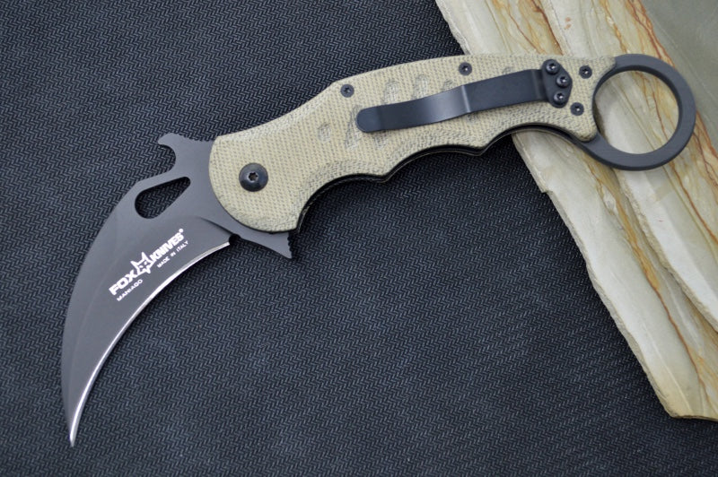 Fox Knives Karambit - Green Micarta Handle / N690Co Blade / Emerson Wave - 479MI