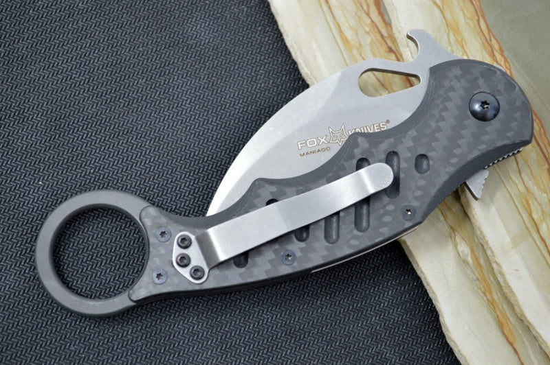 Fox Knives Karambit - Black Carbon Fiber Handle / N690Co Blade / Emerson Wave - 479CG10SW - Northwest Knives