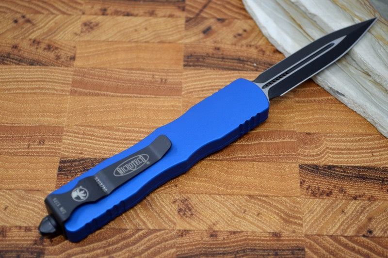 Microtech Dirac OTF - Black Double Edge / Blue Handle 225-1BL - Northwest Knives