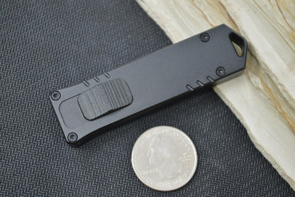 Boker USB Automatic OTF - Dark Stonewashed Drop Point Blade / D2 Steel / Black Aluminum Handle 06EX270