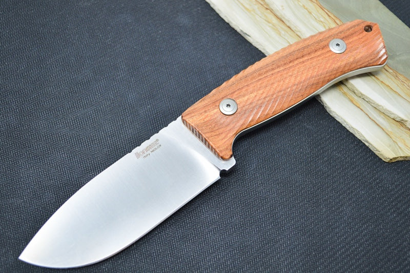 Lionsteel M3 Hunting Knife - Santos Wood Handle / Satin Niolox Steel / Leather Sheath M3ST