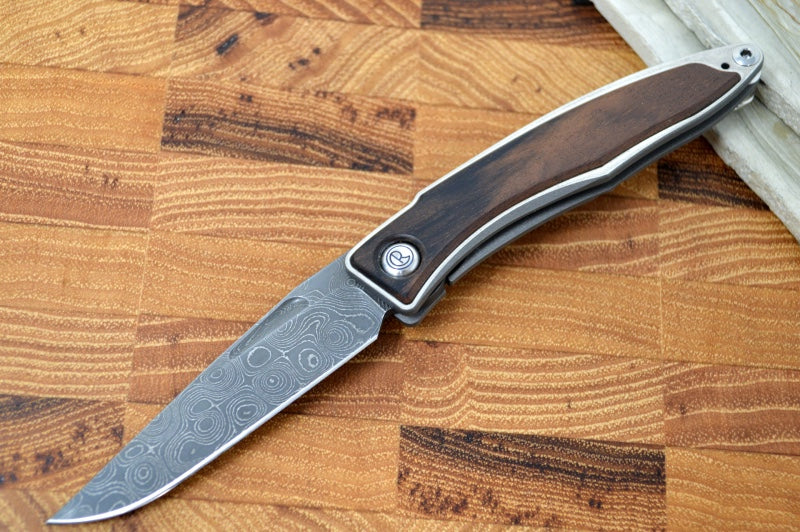 Chris Reeve Knives Mnandi Gentleman's Knife - Macassar Wood Inlay w/ Chad Nichols Raindrop Damascus (A1)