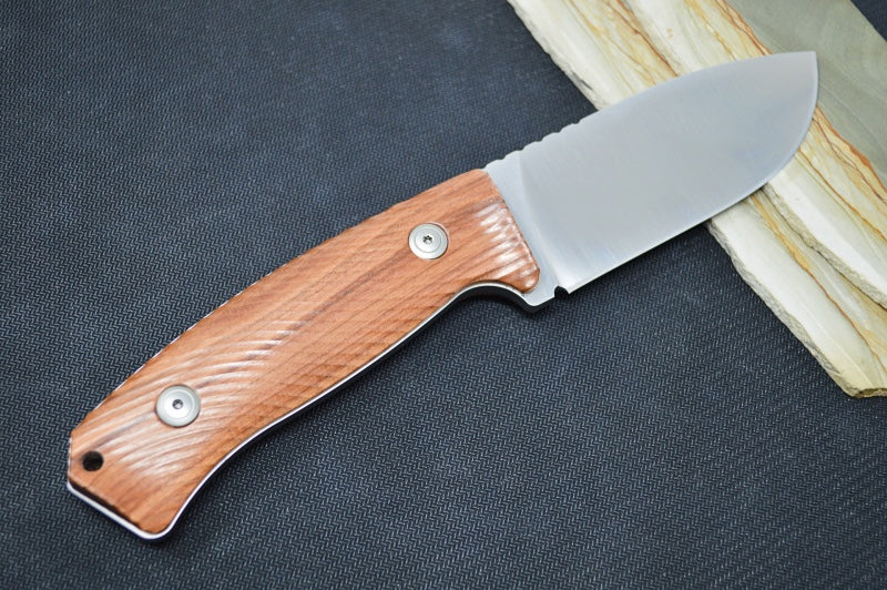Lionsteel M3 Hunting Knife - Santos Wood Handle / Satin Niolox Steel / Leather Sheath M3ST - Northwest Knives