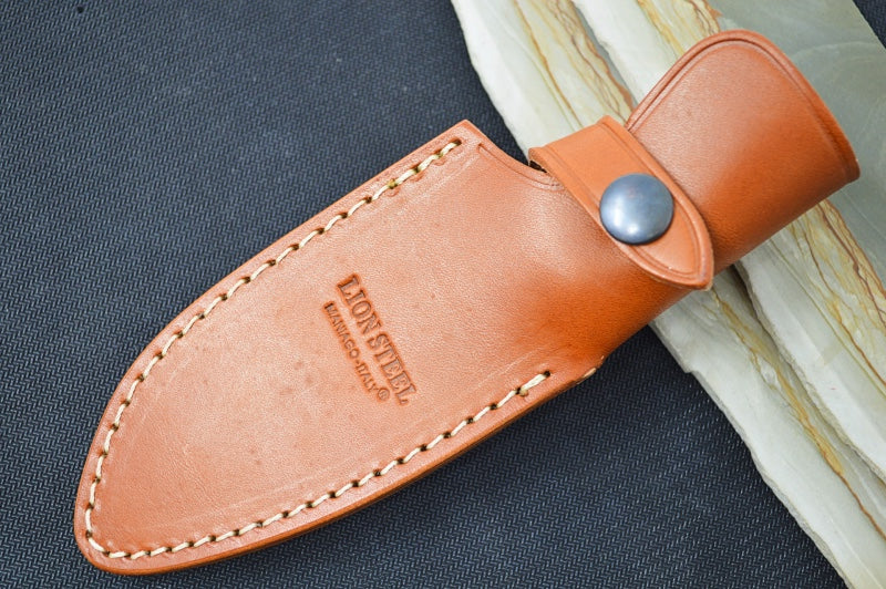 Lionsteel M3 Hunting Knife - Santos Wood Handle / Satin Niolox Steel / Leather Sheath M3ST - Northwest Knives