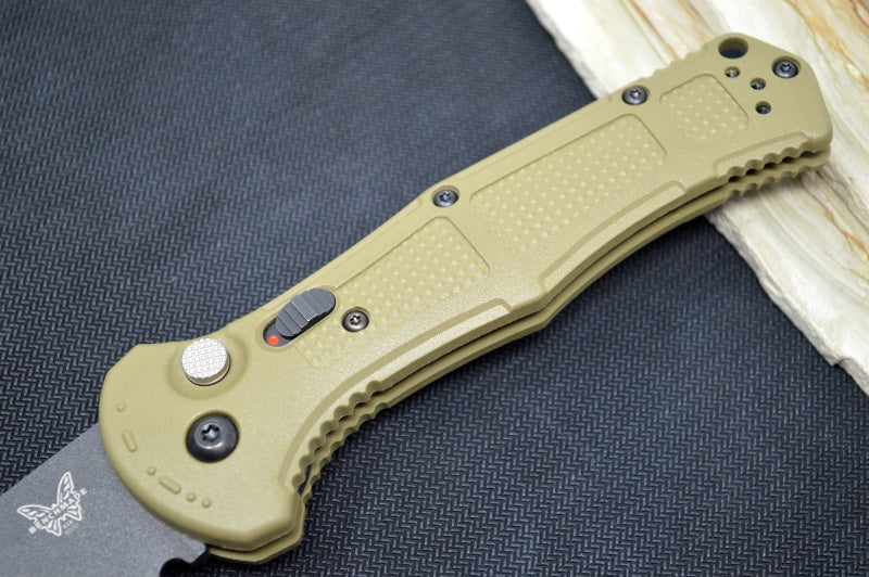Benchmade Clarymore Knife With Ranger Green Grivory Handle | Black D2 Drop Point Combo Blade | Northwest Knives