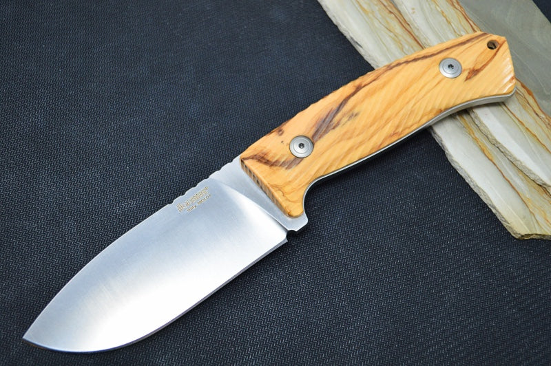 Lionsteel M3 Hunting Knife - Olive Wood Handle / Satin Niolox Steel / Leather Sheath M3UL
