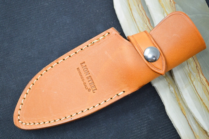 Lionsteel M3 Hunting Knife - Olive Wood Handle / Satin Niolox Steel / Leather Sheath M3UL