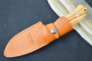 Lionsteel M3 Hunting Knife - Olive Wood Handle / Satin Niolox Steel / Leather Sheath M3UL - Northwest Knives