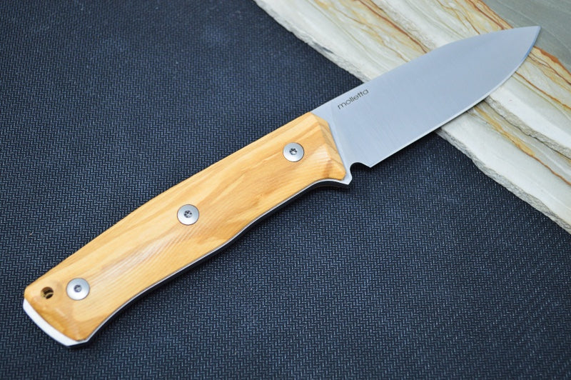 Lionsteel B35 Fixed Blade - Olive Wood Handle / Sleipner Steel / Leather Sheath B35UL - Northwest Knives