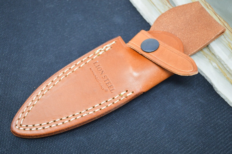 Lionsteel B35 Fixed Blade - Olive Wood Handle / Sleipner Steel / Leather Sheath B35UL - Northwest Knives