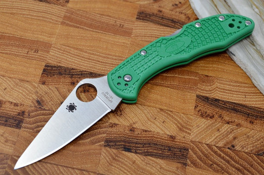 Spyderco Delica - Green Handle / Satin Blade - C11FPGR