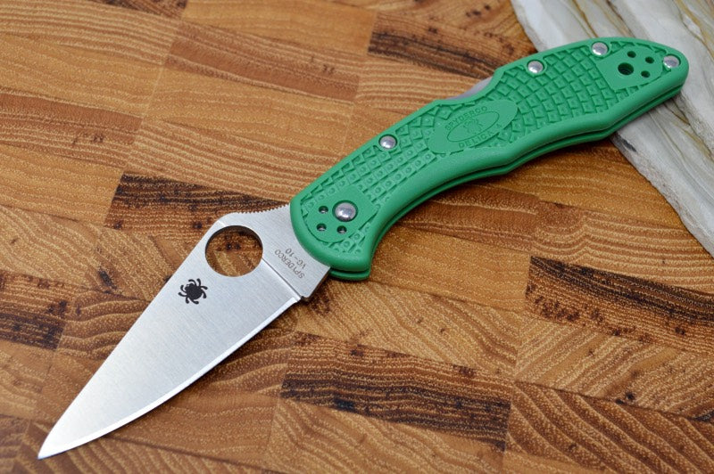 Spyderco Delica - Green Handle / Satin Blade - C11FPGR - Northwest Knives