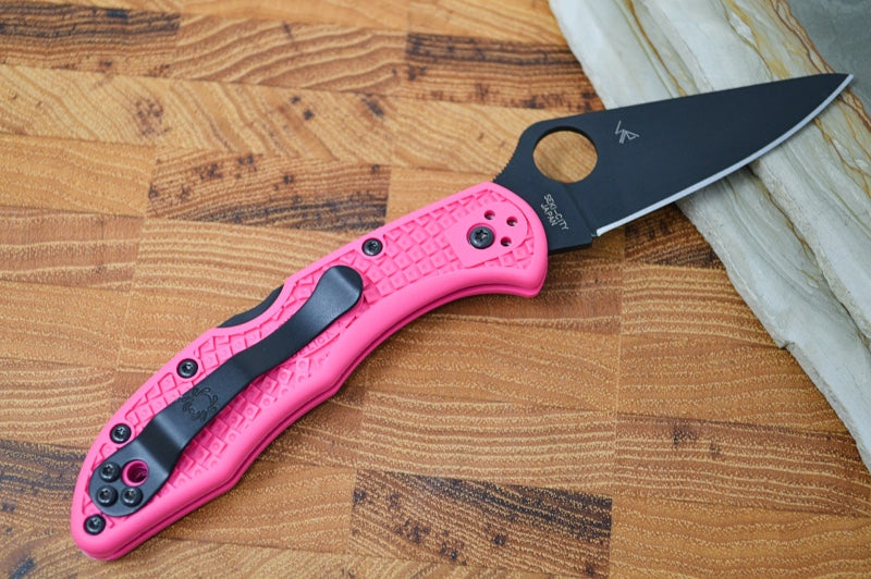 Spyderco Delica - Flat Ground Pink Handle / Black Blade - C11FPPNS30VBK