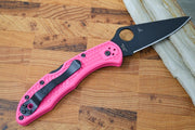 Spyderco Delica - Flat Ground Pink Handle / Black Blade - C11FPPNS30VBK - Northwest Knives
